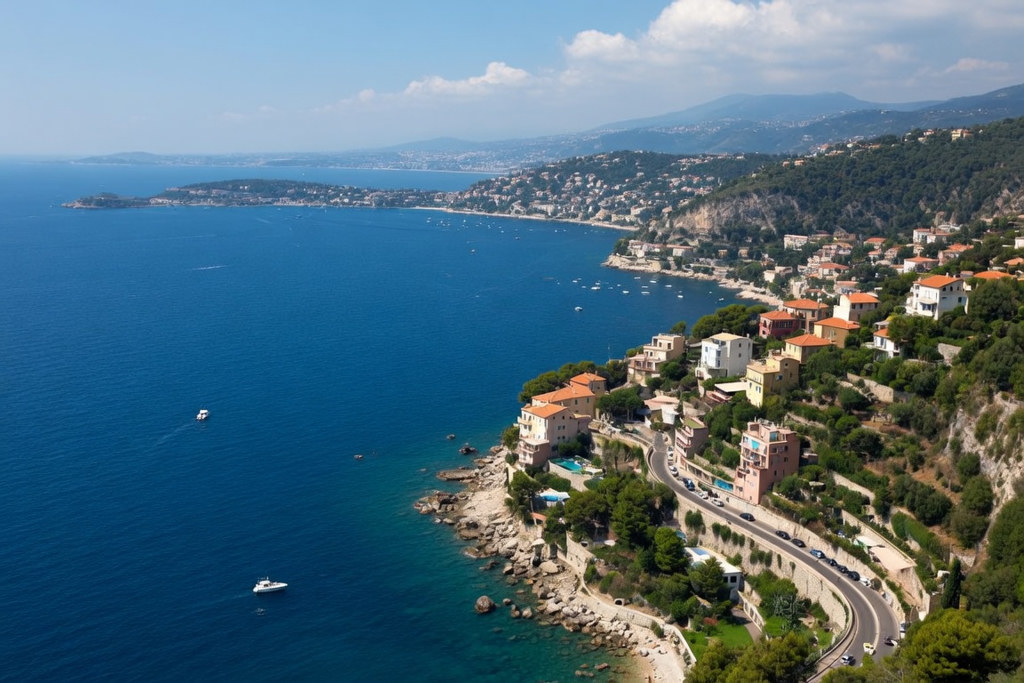 Vue aérienne de la Côte d'Azur